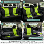 FH Group Automotive Car Seat Covers Rear Set Premium 3D Air Mesh Seat Covers, Airbag Compatible and Split Bench Cover Universal Fit Interior Accessories for Cars Trucks and SUVs - Green