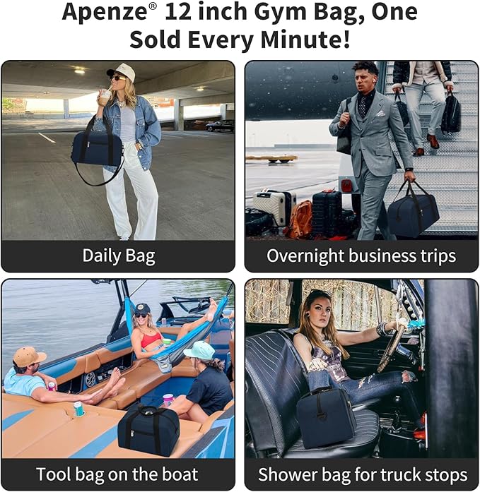 Small Gym Bag Carry On Bag - 12 in Mini Duffle Bag Lightweight for Overnight Travel- Navy Blue
