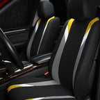 FH Group Car Seat Covers Premium Modernistic Flat Cloth Car Seat Covers Front Seats Only Yellow Black, Airbag Compatible Universal Fit Interior Accessories Cars Trucks SUV Car Accessories Protector