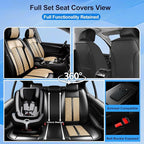 Fit Colorado Car Seat Covers for Select Chevy/Chevrolet Colorado 2015-2026, Premium Full Coverage Leather, Waterproof All Weather Breathable Seat Cushion Protector, Front Pair Black+Beige