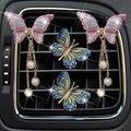 Blue and Pink Butterfly Air Vent Clip Accessories Air Conditioning Outlet Clip Car Air Freshener Dashboard Accessories Charm Car Inter Decor Cute Interior Accessories for Women (4 Pcs)