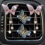 Blue and Pink Butterfly Air Vent Clip Accessories Air Conditioning Outlet Clip Car Air Freshener Dashboard Accessories Charm Car Inter Decor Cute Interior Accessories for Women (4 Pcs)