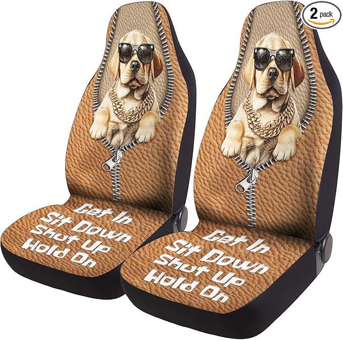 GENANY Funny Labrador Duck Car Seat Covers Set of 2, Breathable Front Seat Covers for Truck Sedan SUV, Dogs Themed Car Accessories, Labrador Gift for Women Men