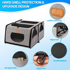 IC ICREATE.X Large Cat Carrier with Litter Box for Car Travel, Pet Carrier Bag 2-in-1，Double Cat Travel Transport Carrier for Long Distance, Collapsible Dog Crate, Cat Bag for Kitten 2 Cats