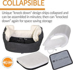 K&H Pet Products Bucket Booster for Small & Medium Dogs - Washable Heated Car Seat with Safety Leashes - Charcoal/Cream