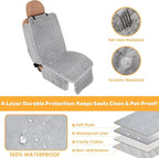 Dog Car Seat Cover for Back Seat & Front Seat, Plush Faux Fur Pet Car Seat Protector with Waterproof Layer, Non-Slip Bottom, Side Flaps, Machine Washable (Front Seat Gray)