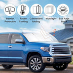 Windshield Sun Shade Custom Fit for 2007-2023 2024 2025 2026 Toyota Tundra Accessories Foldable Sunshade Sun Blocker Protect Car from Sun Rays & Heat Damage Keep Car Cooler