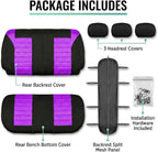 FH Group Automotive Car Seat Covers Rear Set Premium 3D Air Mesh Seat Covers, Airbag Compatible and Split Bench Cover Universal Fit Interior Accessories for Cars Trucks and SUVs - Purple