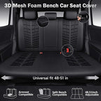 CAR PASS 3D Foam Mesh Back Car Seat Covers,Breathable Leather Rear Seat Cover Anti Slip Universal Fit for Most Cars SUVs Vans Small Trucks 95% Automotive Bench seat, Armrest Compatible,All Black