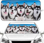 Husky Dog Car Windshield Sun Shade Foldable Sunshade Front Window Cover Sun Visor Protector Accessories (59x27.5 inches)