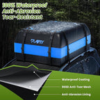 Car Rooftop Cargo Carrier Bag, 16 Cubic Feet Soft Roof Top Luggage Bag for All Vechicles with/Without Racks - with Waterproof Zip, Anti-Slip Mat, Door Hooks, Luggage Lock, Storage Bag