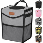 Car Trash Can with Lid, Cute Leakproof Car Trash Garbage Bag Hanging Vehicle Trash Bin Small Portable Automotive Garbage Cans Organizer for Back/Front Seat/Console(Trapezoid,Grey)