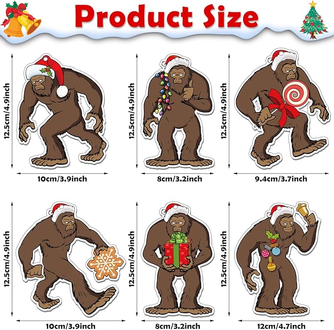 Tallew 6 Pcs Bigfoot Air Freshener Christmas Bigfoot Sasquatch Gifts Air Freshener Pine Scent Funny Hanging Air Freshener for Father's Day Birthday Christmas Truck Gift Car Accessories