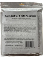 FreshSeatRx 4-Refill Filters fit FS-4 enclosures. Activated Charcoal, Chemical Warfare Design High Absorbency-CWDHA Activated Carbon Filter Pads. Reusable, Reset with Low Heat for Weeks of use. FR-4
