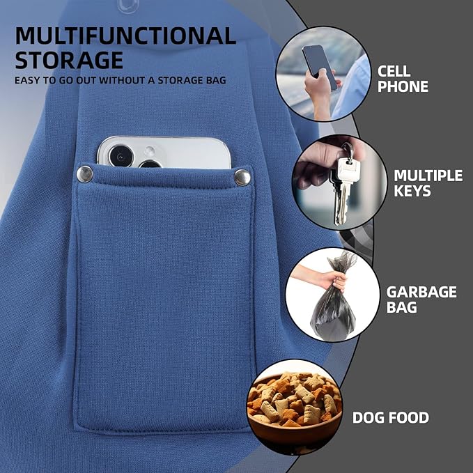 Dog Carrier Sling - Reversible Puppy Carrier Purse with Storage Pocket, Hand-Free Dog Sling Carrier for Carry Small Dogs and Cats, Travel Safety Harness, Dog and Cat Harness (Blue)