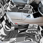 2 Pack Car Seat Towel Covers with Storage Bag 63 x 32 Inch Athletic Running Towel Seat Sweat Washable Non Slip Cover Gift for Car Outdoor Sport Activities (Black White Abstract)