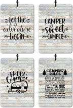 Rustic Farmhouse Camping Car Air Freshener 4 Pcs, Camping Lovers Gifts Air Freshener Hanging for Cars Books Closet Drawer, Camper Car Accessories Gifts for Women Men Couples