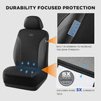 Skechers Car Seat Covers, Work Leather Seat Covers 5-Times Stronger Built-in Webbing, Oxford Fabric Front Seat Cover, Airbag Compatible, Automotive Comfort for Cars, Trucks, SUVs,Black