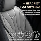 Coverado Car Seat Covers, 5 Seat Front and Back Seat Covers, Waterproof Seat Cover Full Set, Leather Seat Cover for Cars, Car Seat Protector, Car Seat Cushion Universal Fit for Most Cars (Black&Gray)