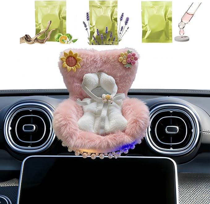 Car Air Freshener Vent Clip with Light Used for Jelly Cat Car Seat,Have A Seat Compatible with Fuggler Accessories (Battery Type-Purple) s (USB Type-Pink)