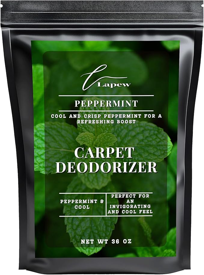 Lapew Peppermint Carpet Deodorizer Powder - Pet Safe Freshener for Vacuuming | Scented Odor Eliminator for Home | 36 oz