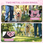 FURRYFECTION Plaid Dog Harness for Large Dogs, Reflective No Pull Adjustable Pet Vest with Front Clip, Leash, Easy Control Handle and Seat Belt, Pink&Black, L