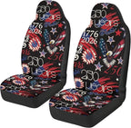 ELEQIN 250 Patriotic American Flag Car Front Seat Covers, 2 Pack Polyester Automotive Seat ProtectorsSoft & Breathable, Automotive Interior Accessories for Most Cars
