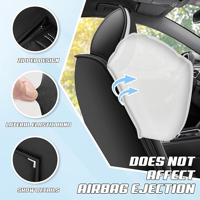 Car Seat Covers Fit for Toyota rav4 2000-2026, Stylish Sport Seat Covers, Waterproof Wear-Resistant Premium Nappa Leather Car Seat Cover.(Full Set with Pillow/Black White)