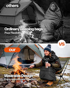 Sportneer Wearable Sleeping Bag for Adults & Kids – Walkable with Arm Zippers, Warm Weather & Cold Waterproof, Compact for Camping, Stadiums, Travel, Backpacking & Car Use