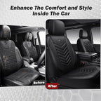 CAR PASS 3D Foam Mesh Leather Car Seat Covers Front Seats, Breathable Two Front Seat Cover for Cars, Comfortable Universal Fit for SUV Truck Sedan Automotive Anti-Slip Airbag Compatible, All Black