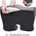 Seat Cushion, Office Chair Cushion for Sciatica, Coccyx Cushion, Ergonomic Memory Foam Seat Cushion for Car, Home, Pressure Relief Pad for Hip, Tailbone, All Day Comfort - Gray