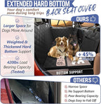 Back Seat Extender for Dogs Truck-Large Space, Dog Pet Seat Cover Back Seat Hard Bottom Holds 420lb, Waterproof Dog Hammock for Crew Cab Trucks F150, RAM1500, Sierra, Tundra, Silverado, Black