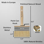 Set of 3 4, 5, 6 Inch Stain Deck Wide & Thick Paint Brushes - High European Quality - Natural Bristles - for Home, Wood, Walls, Art, Trim & Furniture - Acrylic, Oil, Stain, Chalk & Latex Paints