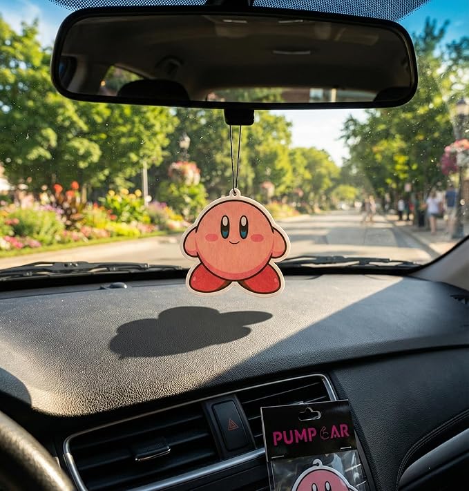 PumpCar 2 pieces Kirby Merch Pink Cute Kawaii double sided cartoon cherry scented funny car air freshener Cool hanging rearview mirror Interior Decor Dangler Accessories Gifts for Girls Women Birthday