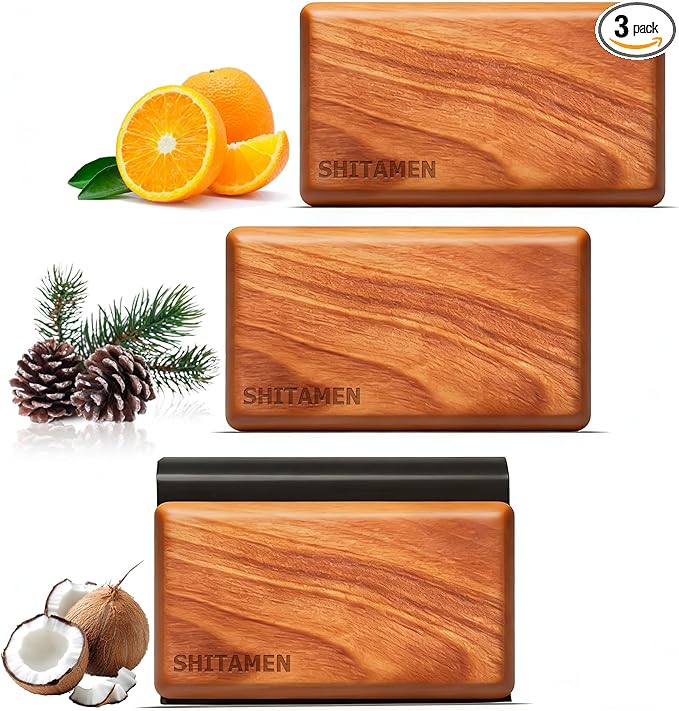 Car Air Freshener, Wood Air Freshener, Car Odor Eliminator for Visor Clip, 3-Pack Variety Scent Refill, Long Lasting - CLIP INCLUDED (Cabana-Pine-Orchard)