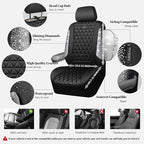 CAR PASS Bling Diamond Leather Car Seat Covers for 2 Front Interior Sets, Waterproof Shining Glitter Sparkly Crystal Universal Armrest Fit Automotive Truck SUV Cute Women Girl, Black Silver Rhinestone
