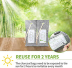 CLEVAST Activated Bamboo Charcoal Odor Absorber - 6 x 60g Air Purifying Bags Natural Fresh, Deodorizer and Moisture Eliminator for Home, Closet, Shoes, Car Air freshener Grey
