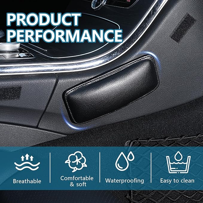 wuyaoyao 2PCS Car Door Armrest Pads, Soft Leather Elbow Pad Arm Rest for Car, Comfortable Car Knee Cushion, Automotive Elbow Leg Thigh Support Cushion Pillow, Interior Car Accessories (Black)