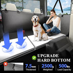 Back Seat Extender for Dogs Truck-Large Space, Dog Pet Seat Cover Back Seat Hard Bottom 500lb, Anti-scratch Dog Hammock for Crew Cab Trucks F150, RAM1500, Sierra, Tundra, Silverado, All Black