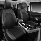 CAR PASS Leather Car Seat Covers Front Seats only, with Air Mesh Front Seat Covers Breathable, Cool Automotive Seat Covers 2 Pack, Universal Fit Most Cars,SUV,Truck,Van Airbag Compatible(Black Gray)