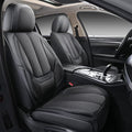 Coverado Front Seat Covers, 2 Pieces Universal Seat Covers for Cars, Breathable Fabric & Leather Car Seat Protectors, Car Seat Cushions Auto Accessories Fit for Most Sedans SUV Truck, Black