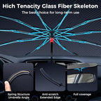 Upgraded Windshield Sun Shade Umbrella – Thickened Silver Titanium Coating, UV Protection for Car Front Window, Block Sun Rays & Keep Interior Cool, Reinforced Spring Edge, Universal Fit, 56"L x 31"W