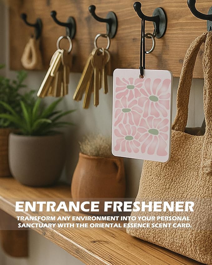 Pink Coquette Bow Cherry Disco Ball Cologne Car Air Freshener 4 Pcs, Boho Floral Beach Hanging Air Freshener for Cars Bathroom Dorm Books Decor, Pink Girly Accessories Gifts for Women Girls