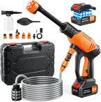 Portable Cordless Pressure Washer, Battery Powered Power Washer Car Wash Gun with 6-in-1 Nozzle & Foam Cannon, Handheld High Pressure Cleaner for Car, Driveway, Patio, Garden, RV