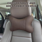 2 Pack Car Neck Pillow PU Leather Automotive Headrest Pillow for Car Support Neck Pain Relief Universal Car Pillow (Brown)