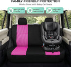 FH Group Automotive Rear Car Seat Covers for SUV, Trucks, Sedan and More - Universal Fit Rear Solid Bench Design Interior Accessories - 3D Mesh Fabric Center Panel - Pink