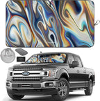 Autoamerics 1-Piece Windshield Sun Shade - Chrome Liquid Foldable Car Front Window Sunshade for Cars SUV Truck - Heat Blocker Visor Protector Blocks Max UV Rays and Keeps Your Vehicle Cool - X-Large