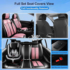 Fit CX-5 Car Seat Covers for Select Mazda CX5 2013-2024 2025 2026 - Premium Full Coverage Leather, Airbag Compatible, Waterproof & All Weather Seat Protector, Full Set, Black+Pink