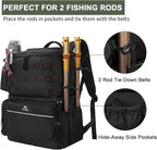 MATEIN Fishing Backpack, Water Resistant Tackle Storage Bag with Rod Holders & Cooler, Fishing Gifts for Men