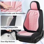 Coverado Car Seat Covers, Front Seat Cover, Waterproof Nappa Leather Seat Covers for Cars, 2 Pack Car Seat Protectors, Car Seat Cushion, Automotive Seat Covers Universal Fit for Most Cars (Black&Pink)